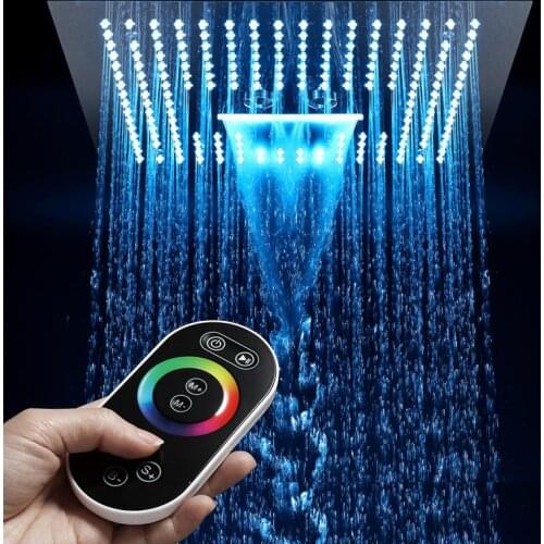 16 Inch Remote Control Light Rain Led Shower Head Without Shower Bathroom 64 Color LED Showerhead Misty Waterfall Shower Ceiling