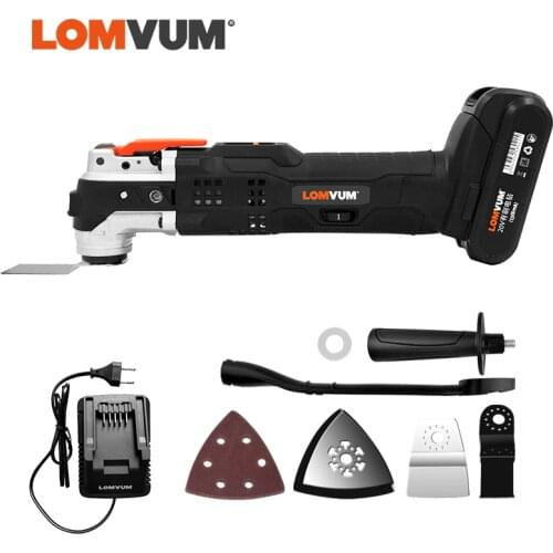 LOMVUM Electric Multitool Multifunction Oscillating Renovator Li-ion 20V Tool Electric Trimmer Saw with Accessories Woodworking