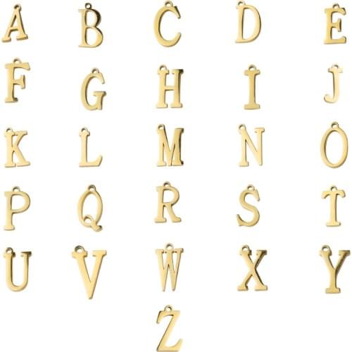 Fnixtar 26Pcs/Lot 12*8mm Letter Initials Charms Stainless Steel Mirror Polish Alphabet Charms For DIY Making Necklace Bracelets