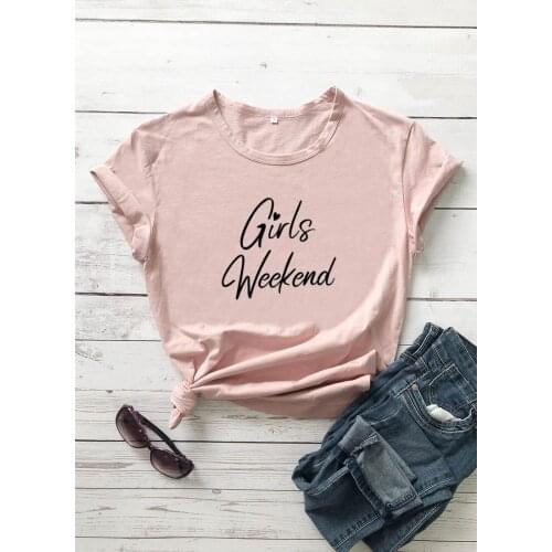 Girls Weekend Printed New Arrival Womens Funny Casual 100%Cotton T-shirt girls trip vacation Tees weekend shirts holiday tees