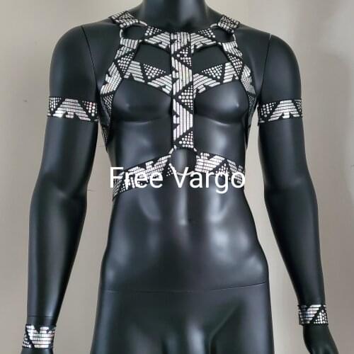Burning Men Holographic Body Harness Hologram Man Chest Harness Music Festival Wear Dancer Rave Outfits Gear Top Costumes