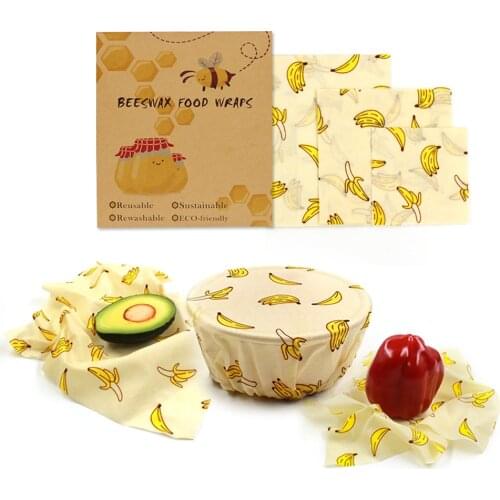 100% Natural Beeswax Food Preservation Cotton Cloth FDA-Certified 3 Sizes/set Reusable Wrap Seal Keep Freshness Kitchen Supplies