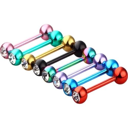 JUNLOPWY Anodized Stainless Steel Tongue Barbell 14g 8 Colors Tongue Rings Ear Bar Piercing Tragus Earring Body Jewelry 200pcs
