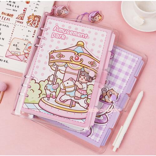 Kawaii Journal Notebook Set Notepads Stationery Cute Agenda Planner 2021 Grid Korean Stationery Office School Accessories Girls