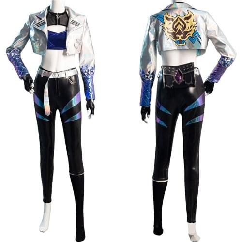 2020 LOL KDA Akali Cosplay Costume ALL OUT Cosplay Game Costume Akali Outfit Halloween Jacket Leather Pants