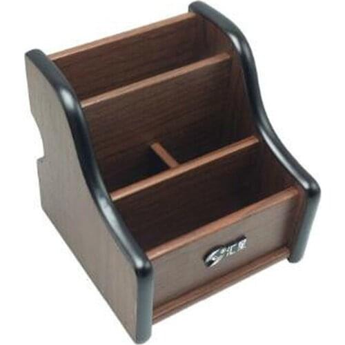 Creative Wood Board Remote Control Storage Box Phone Knife Pen Coffee Table Stand Desktop Board Storage Box Brown WF1021
