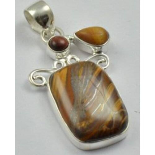 Lovegem Nature Tiger Eye Pendant 925 Sterling Silver, 41.6 mm, MHBAP4646