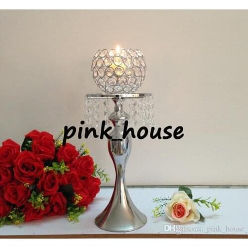 Cheap elegant Crystal candle holder Metal Silver Plated Candelabra for Wedding Home Centerpiece decoration candle stand candlest