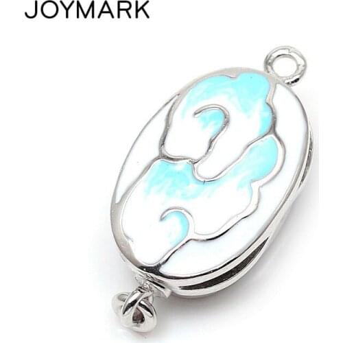 New Propitious Cloud Pattern Enameled 925 Sterling Silver Box Clasps For Pearl Gemstone Necklace Bracelet Jewelry SC-BC215