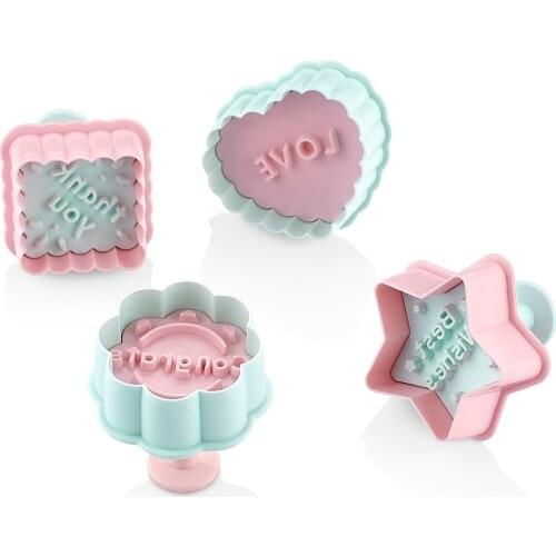 PD-3103 Writing Figured Push Cookie Mold 4 Pcs
