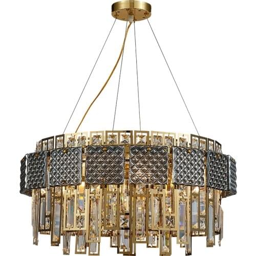 Post-modern light luxury crystal retro chandelier living room dining room bedroom duplex villa luxury chandelier