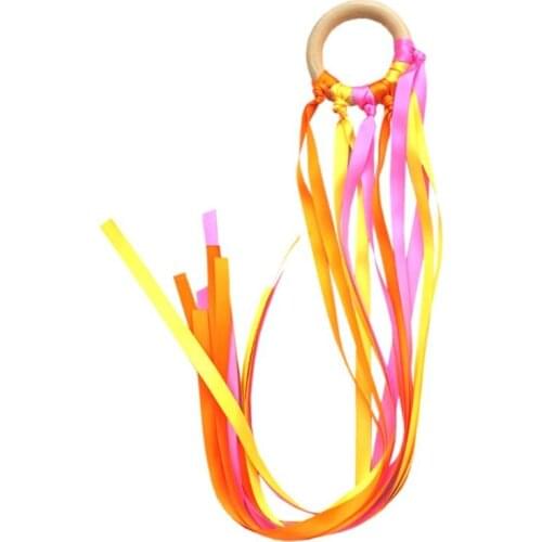 Rainbow Natural Wooden Ring Waldorf Toys Baby Teether Montessori Sensory Toys 425F