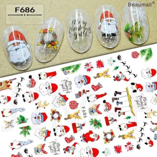 Christmas Nails Art Manicure Back Glue Decal Decorations Design Nail Sticker For Nails Tips Beauty
