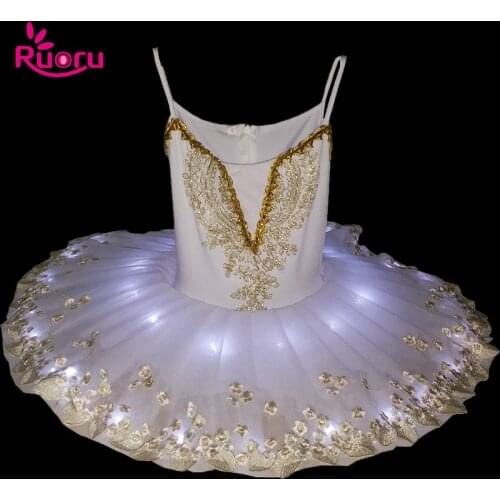 Ruoru Ballerina Led Tutu White Ballet Dress Tutu Skirt Dance Costume Kids Girls Adult Pancake Tutu Kids Dance Costumes Toddler