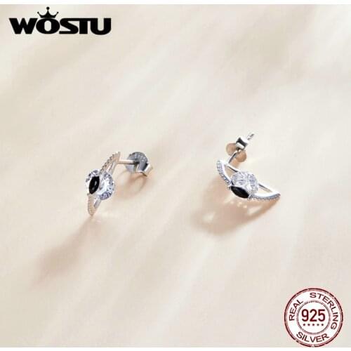 WOSTU The Sea Of Stars Earrings Vintage Style 925 Sterling Silver Open Simple Stud Earring Sterling Silver Jewelry Gift BKE1036