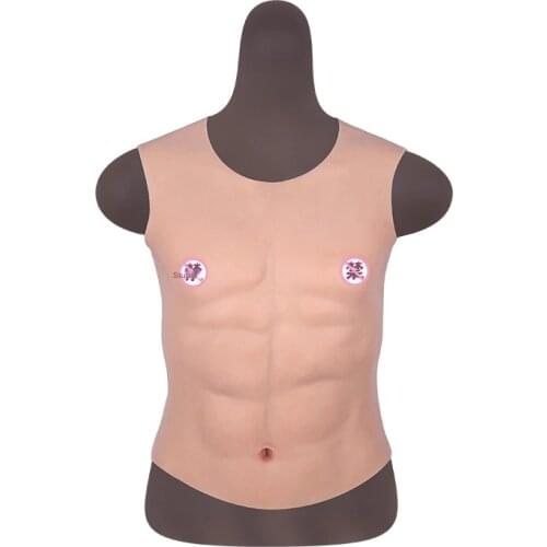 Silicone Muscle Vest Simulation Mens Chest Muscle Top Realistic Skin and Touch Unisex Muscle Vest Halloween Dress Up Man