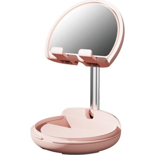 Foldable Mobile Phone Holder Stand Makeup Mirror Adjustable Tablet Stand Desktop Bracket Holder Mount For IPhone For IPad