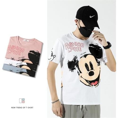 Disney Mickey Mouse Loose T-shirt Mens Clothing Cute Cartoon Tops Summer Casual Male T-shirt Streetwear Short Sleeve Tee Shirt
