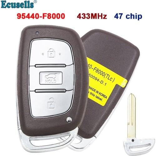 3 Buttons Smart Remote Key Fob 433MHz ID47 for Hyundai Tucson 2016-2018 with insert key 95440-F8000