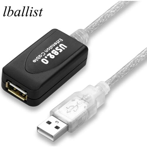 Lballist USB 2.0 Extension Cable USB 2.0 Type A Male to Female Dual Shielding(Foil+Braided) Active Booster Chipset 7.6m 25ft