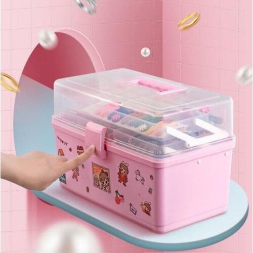 Childrens Hair Accessories Storage Box Large Capacity Rubber Band Dustproof Artifact Plastic Transparent Cute Jewelry organizer