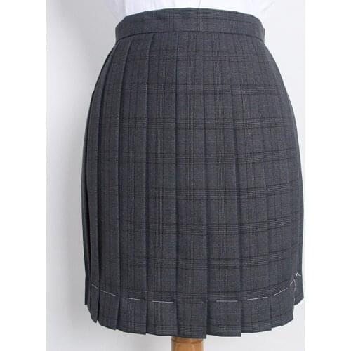 Sweet Womens Carbon Black Plaid Skirt JK Japanese Girl School Uniform Short Pleated Skirt A-Line Necktie Bow Tie