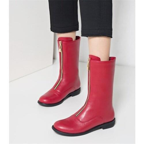 PXELENA Shoes 2020 Winter Ankle Boots Women Front Zip Low Heels Military Combat Motorcycle Biker Boots Large Size 34-45