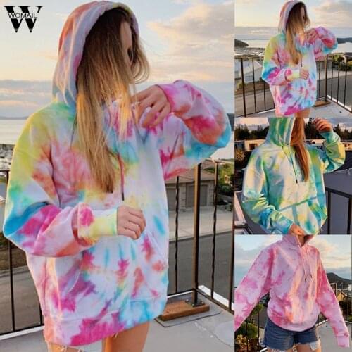 Women Hoodies Women Fashion Tie Dye Print Sweatshirt Women Pocket Long Sleeve Autumn oversized Women Street Harajuku Hoodie худи
