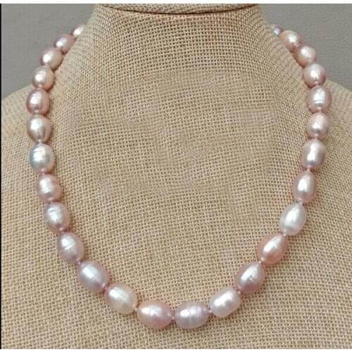 9mm purple oval rice pearl choker necklace heart clasp freshwater pearl Woman Jewelry 43cm 17'' 35cm