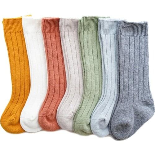 1 Pairs Baby Socks Knee High Boy Girls Infant Toddler Cotton Long Socks Anti Slip Cute Cotton Knitted Stockings for 0-5Y