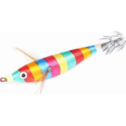 10Pcs Shrimp Wooden Fishing Lure Squid Jigs Hook Octopus Cuttlefish Jigging Tackle Artificial Jigs Hook Hard Bait