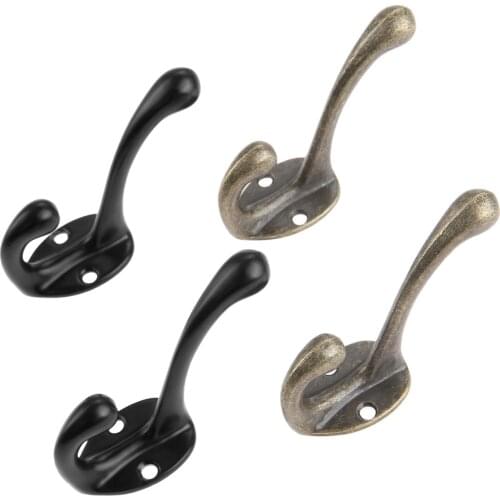 10Pcs Zinc Alloy Home Hat Clothes Towel Wall Door Hangers Hooks Bathroom Accessories Coat Hooks with Screws Antique Bronze/Black