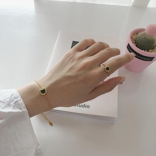 100% Authentic 925 Sterling silver Green emerald Square Geometric Necklace FINE Jewelry TLX798