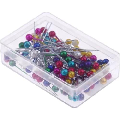 100pcs 1.57" Round Pearl Straight Head Pins Stainless Steel Sewing Pins E5M1 Dressmaking Faux Pear Sewing Accessories for DIY