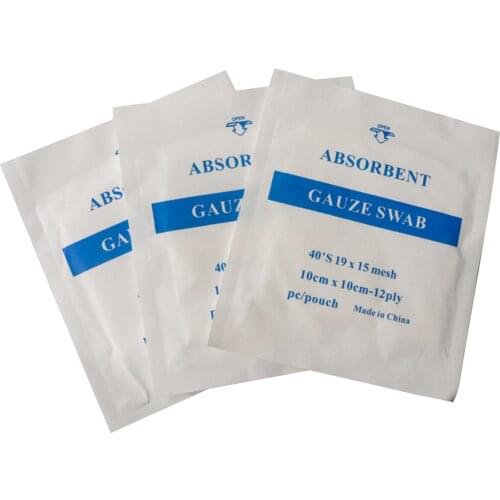 100pcs/pack Absorbent Cotton Wound Dressing Gauze Pad 4*4inch 8 Layers