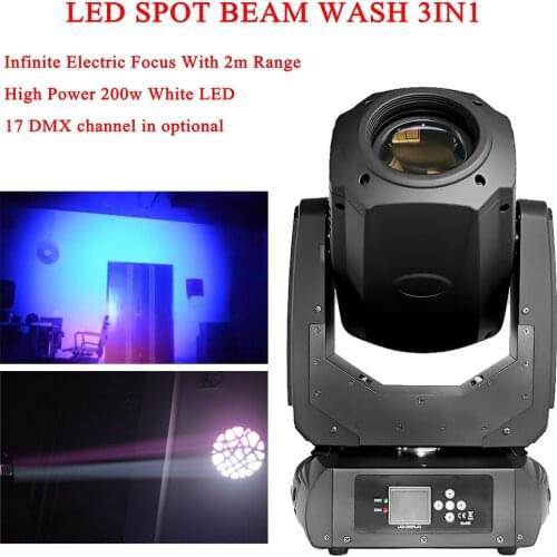 17 Channel 200W Spot/Beam/Wash 3IN1 Moving Head Light Lyre Beam DMX Stage Light Rotated Prism Face DJ Disco Stage Party Wedding
