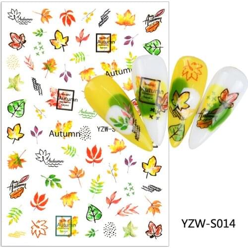 3D Nail Sticker Sketch Maple Leaf Tree Slider Nails Art Decoration Wraps Decals Design Adhesive Manicure Tips Stickers Pegatina