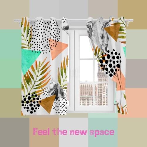 Perforated Hook 3D Blackout Curtains Colorful Geometry Art Custom Full Blackout Sunscreen Windows Bedroom Living Room Decoration