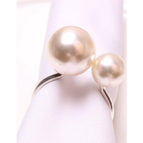 4 / PCS new bright pearl Napkin Ring Wedding Pearl mouth cloth ring napkin ring U-shaped napkin buckle