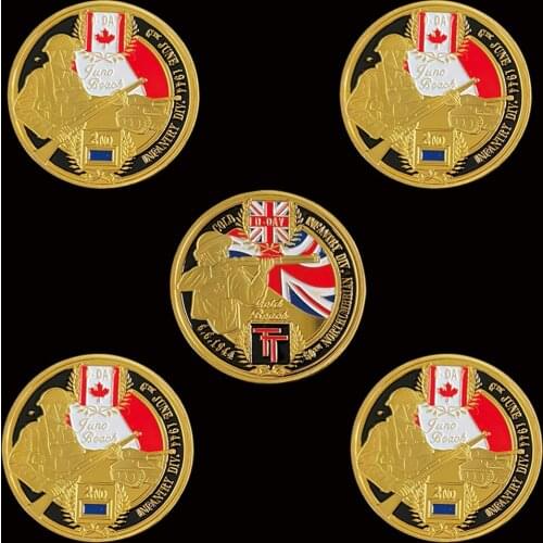 5PCS 1944.6.6 D-Day Gold Coin Infantry Division Normandie Landing For Collect