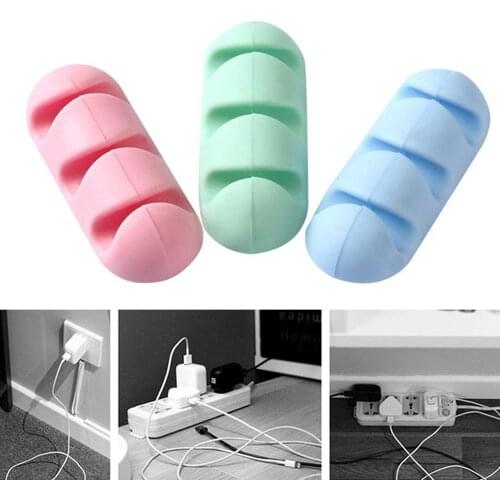 Mini Wire Holder Silicone for Earphone Desktop Car USB Cable Line Clasp Self-adhesive Clamp Cable Organizer Tie Fixer Cable Clip