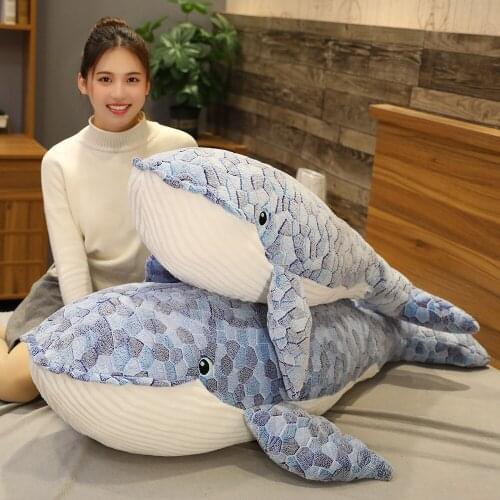 50/70/90/110cm Giant size Whale Plush Toy Blue Sea Animals Stuffed Toy Huggable Shark Soft Animal Pillow Kids Gift