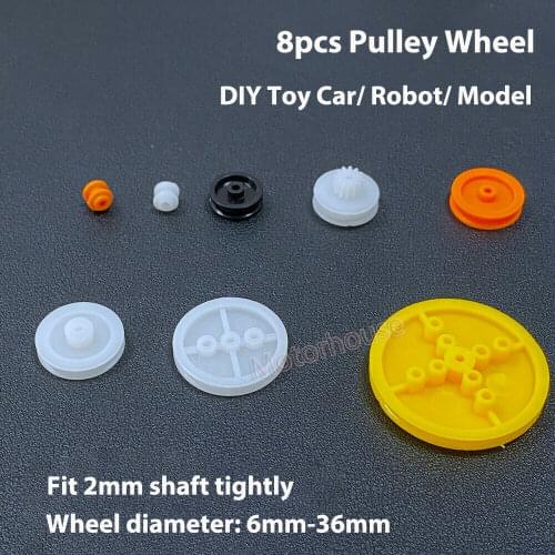 8pcs/lot 6mm-36mm Plastic Belt Wheel Transmission Pulley Synchronous pulley DIY Toy Car Robot Model