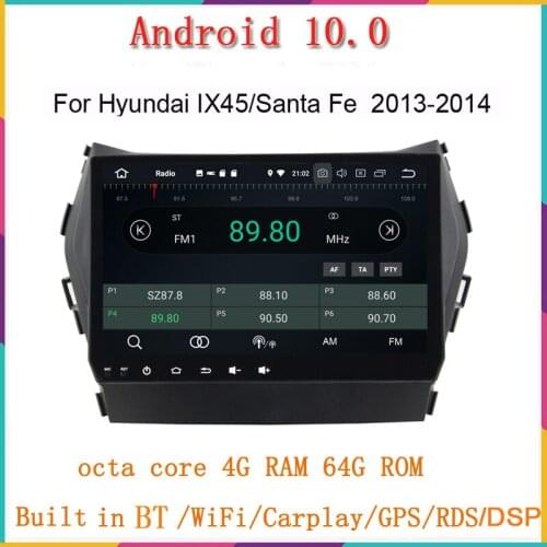 ROM 64GB Octa Core 8 inch 1024x600 Android 10.0 Car DVD GPS Multimedia Player Fit Hyundai IX45 Santa Fe 2012-2014