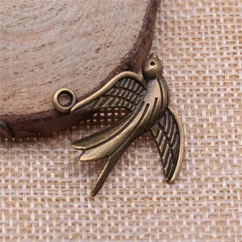 Free shipping 38pcs 29x28mm antique bronze Little bird charms diy retro jewelry fit Earring keychain hair card pendant