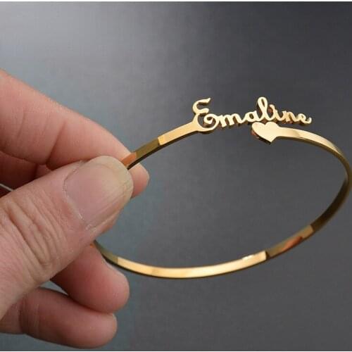 Nextvance Customized Nameplate Name Bracelet Personalized Custom Cuff Bangles Women Men Rose Gold Stainless Steel Jewelry