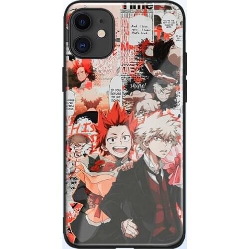 Bakugo katsuki Eijiro Kirishima phone case glass shell for iPhone SE 6 7 8 x xr xs 11 12 mini pro max Samsung S 10 20 ultra Plus