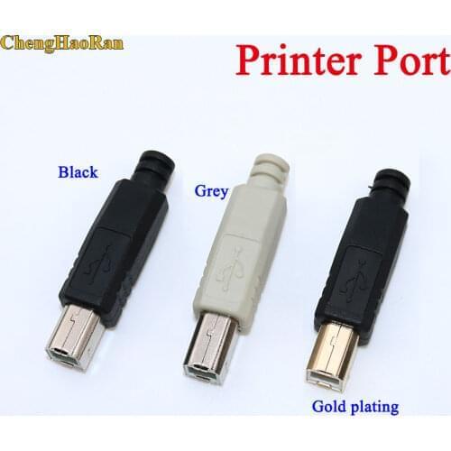 ChengHaoRan Gold plated DIY USB 2.0 B Type 4 Pin Male Printer Port Assembly Adapter Connector Plug Socket Solder Plastic Shell