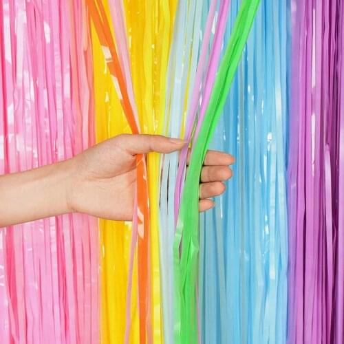 Party Backdrop Curtain Macaron Glitter Gold Tinsel Fringe Foil Birthday Wedding Baby Shower Festive Anniversary Event Decoration