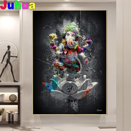 Hindu Elephant God Religion Ganesha Lotus diy Diamond Painting Mosaic 5D Full Square Round diamond Embroidery gift home decor